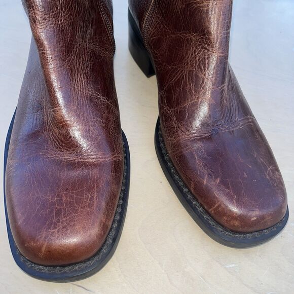 Vintage Civico 10 Brown Leather Riding Boots Women Sz 10 Braid Accent Side Zip - Picture 6 of 11